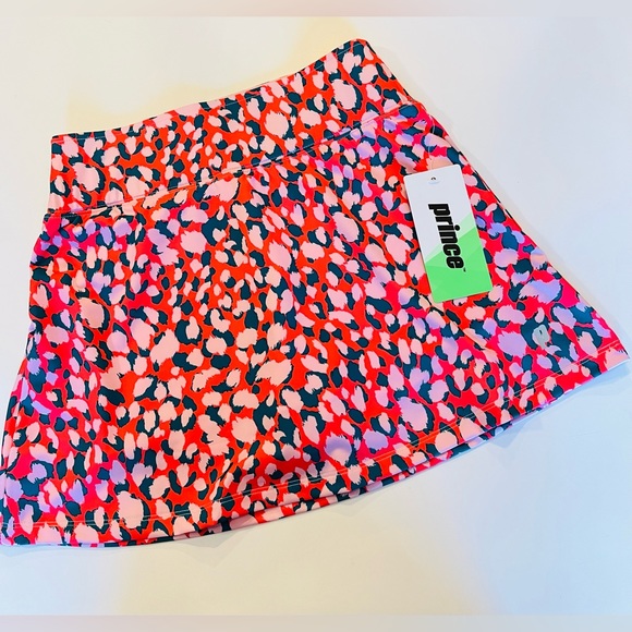 PRINCE SPORTS Skort Tennis Golf Blazing Cherry Leopard  Print Pink Grey Knit - Picture 3 of 10